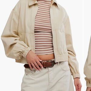 Free People Birdie cotton Bomber Jacket. Color: puff pastry